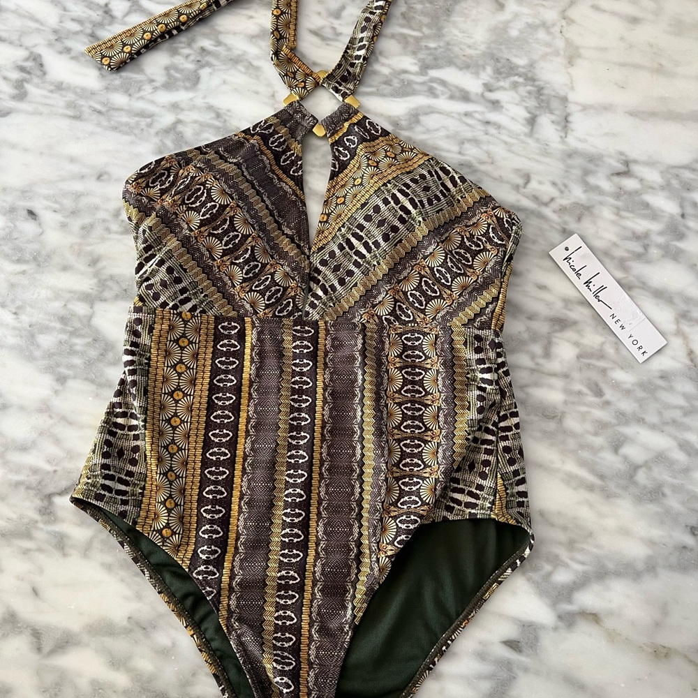 NWT Tribal Print Halter One-Piece Swimsuit